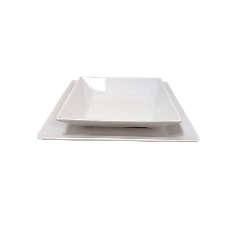 2 Set Pier 1 Quadrado White Square Dinner & Salad Plates Contemporary‎ Modern
